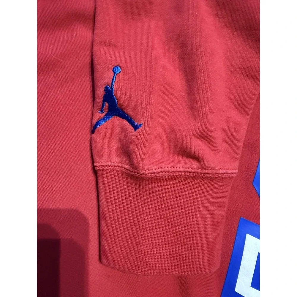 Jordan Hoodie Mens‎ L Red Blue JOR DAN Split Graphic Jumpman Embroidered Logo
